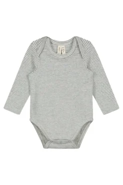 Baby romper lange mouw grijs