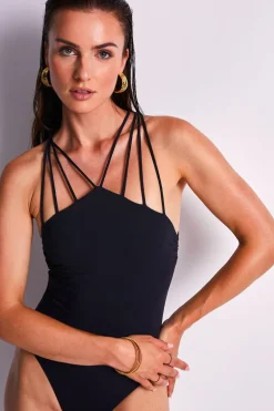 Bad/beach dames badpak mode zwart