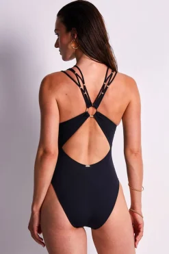 Bad/beach dames badpak mode zwart