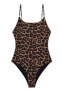 Bad/beach dames badpak mode bruin