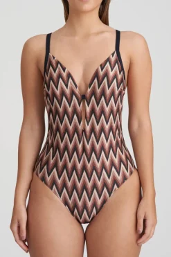 Bad/beach dames badpak modecup bruin