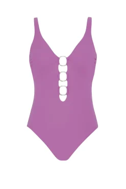 Bad/beach dames badpak modecup paars