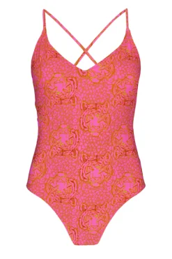 Bad/beach dames badpak sport rose