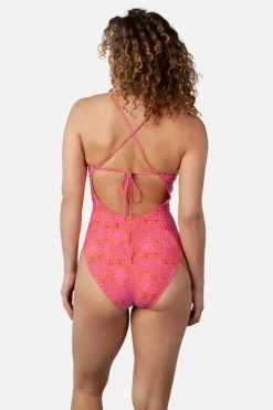 Bad/beach dames badpak sport rose