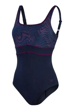 Bad/beach dames badpak sport blauw