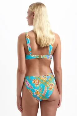 Bad/beach dames bikini slip blauw
