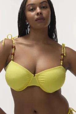Bad/beach dames bikini top geel