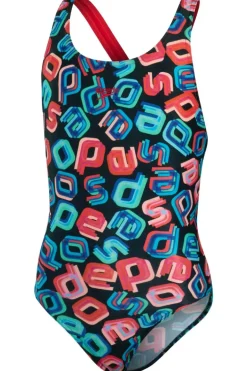 Bad/beach meisjes badpak sport zwart