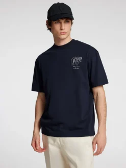 Casual heren t-shirt km blauw