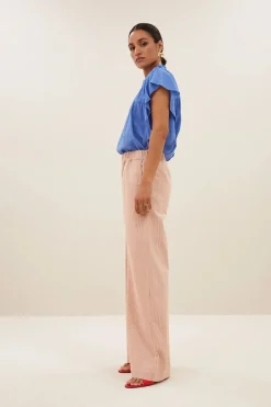 Dames blouse korte mouw blauw