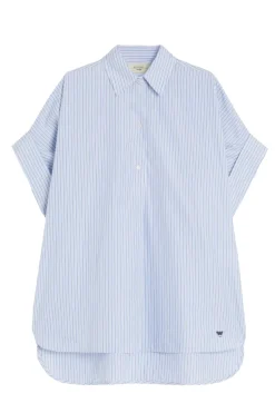 Dames blouse korte mouw blauw