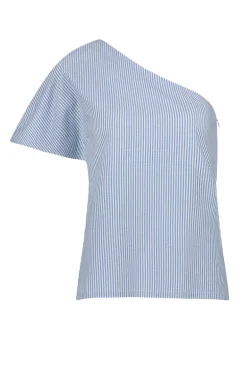 Dames blouse korte mouw blauw
