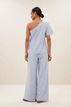 Dames blouse korte mouw blauw