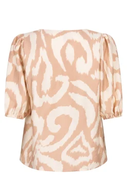 Dames blouse korte mouw bruin