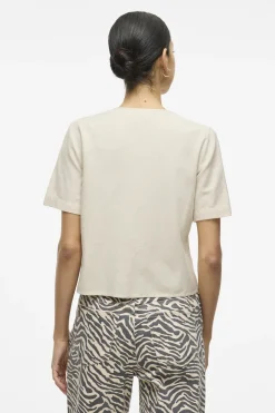 Dames blouse korte mouw bruin