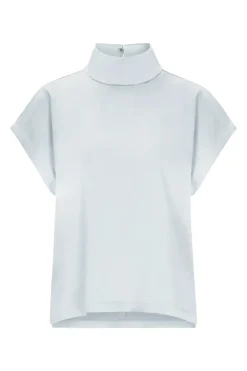 Dames blouse korte mouw blauw