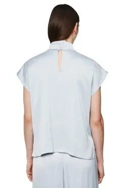 Dames blouse korte mouw blauw