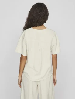 Dames blouse korte mouw bruin