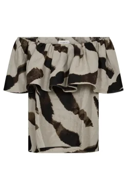 Dames blouse korte mouw bruin