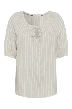 Dames blouse korte mouw bruin