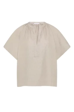 Dames blouse korte mouw bruin