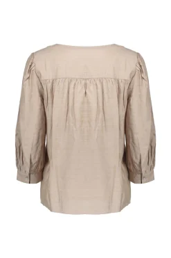 Dames blouse korte mouw bruin