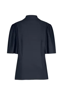 Dames blouse korte mouw blauw