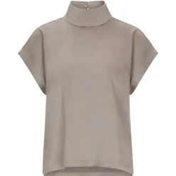 Dames blouse korte mouw bruin