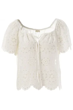 Dames blouse korte mouw ecru
