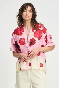 Dames blouse korte mouw ecru
