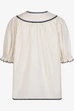 Dames blouse korte mouw ecru