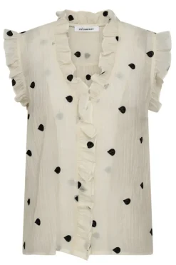 Dames blouse korte mouw ecru