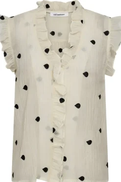Dames blouse korte mouw ecru