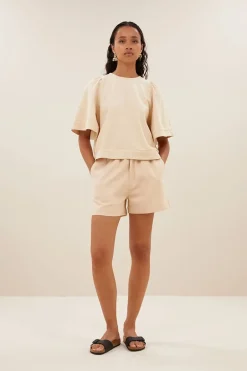 Dames blouse korte mouw ecru