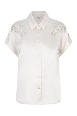 Dames blouse korte mouw ecru