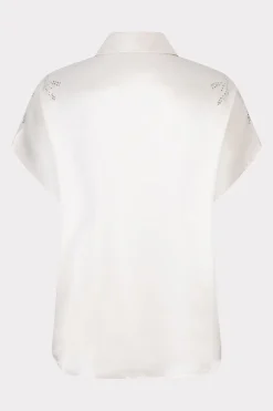 Dames blouse korte mouw ecru