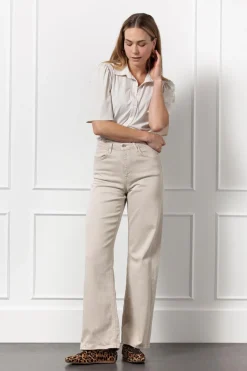 Dames blouse korte mouw ecru