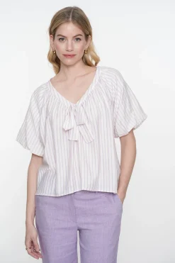 Dames blouse korte mouw grijs