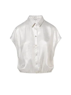 Dames blouse korte mouw grijs