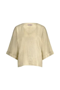 Dames blouse korte mouw goud