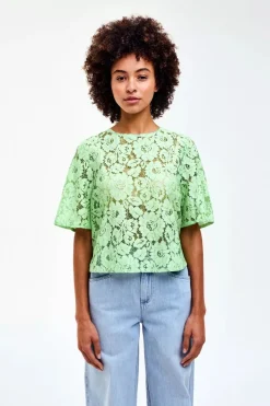 Dames blouse korte mouw groen