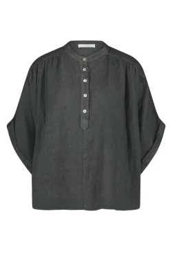 Dames blouse korte mouw grijs
