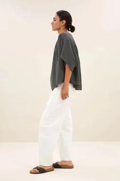 Dames blouse korte mouw grijs