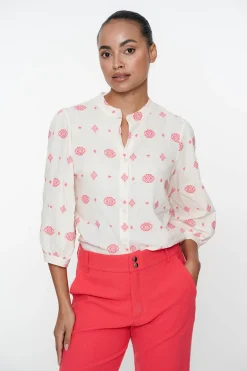 Dames blouse korte mouw grijs