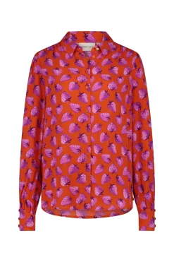 Dames blouse korte mouw oranje