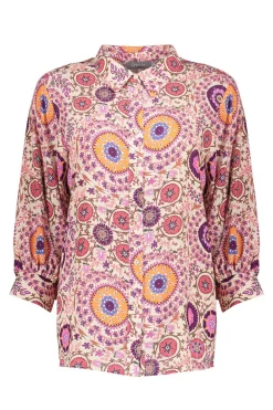 Dames blouse korte mouw paars