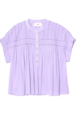 Dames blouse korte mouw paars