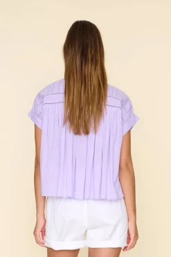 Dames blouse korte mouw paars