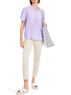 Dames blouse korte mouw paars
