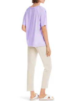 Dames blouse korte mouw paars